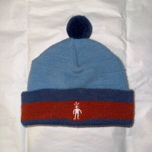 SmartWool Baby Pom Pom Beanie Hat Merino Wool Blend Blue Red Winter Cold Weather